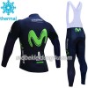 Set Langarmtrikot + Trägerhose Lange 2017 Movistar Team Damen Winter Thermal Fleece N001